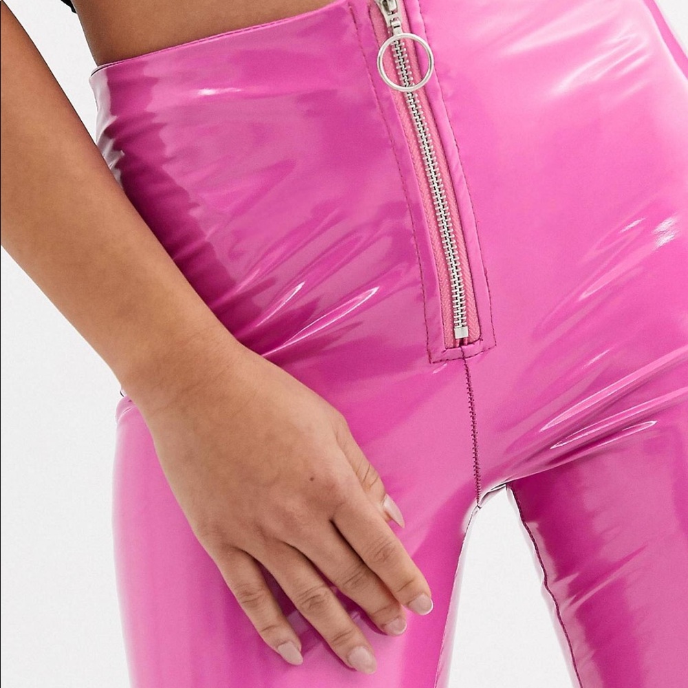 Zip Front Faux leather leggings